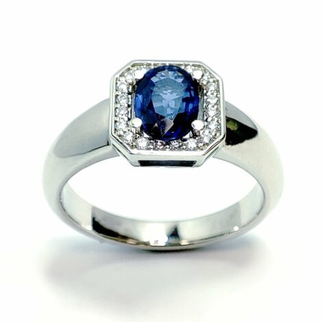 Žiedas su safyru ir briliantais dk 01