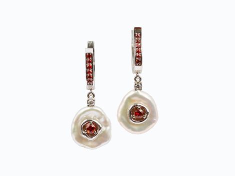 Auskarai su perlais, briliantais ir safyrais  dk2103