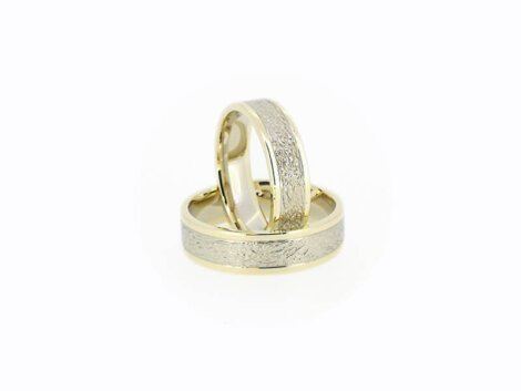 Faktūriniai, dviejų aukso spalvų vestuviniai žiedai dk3513